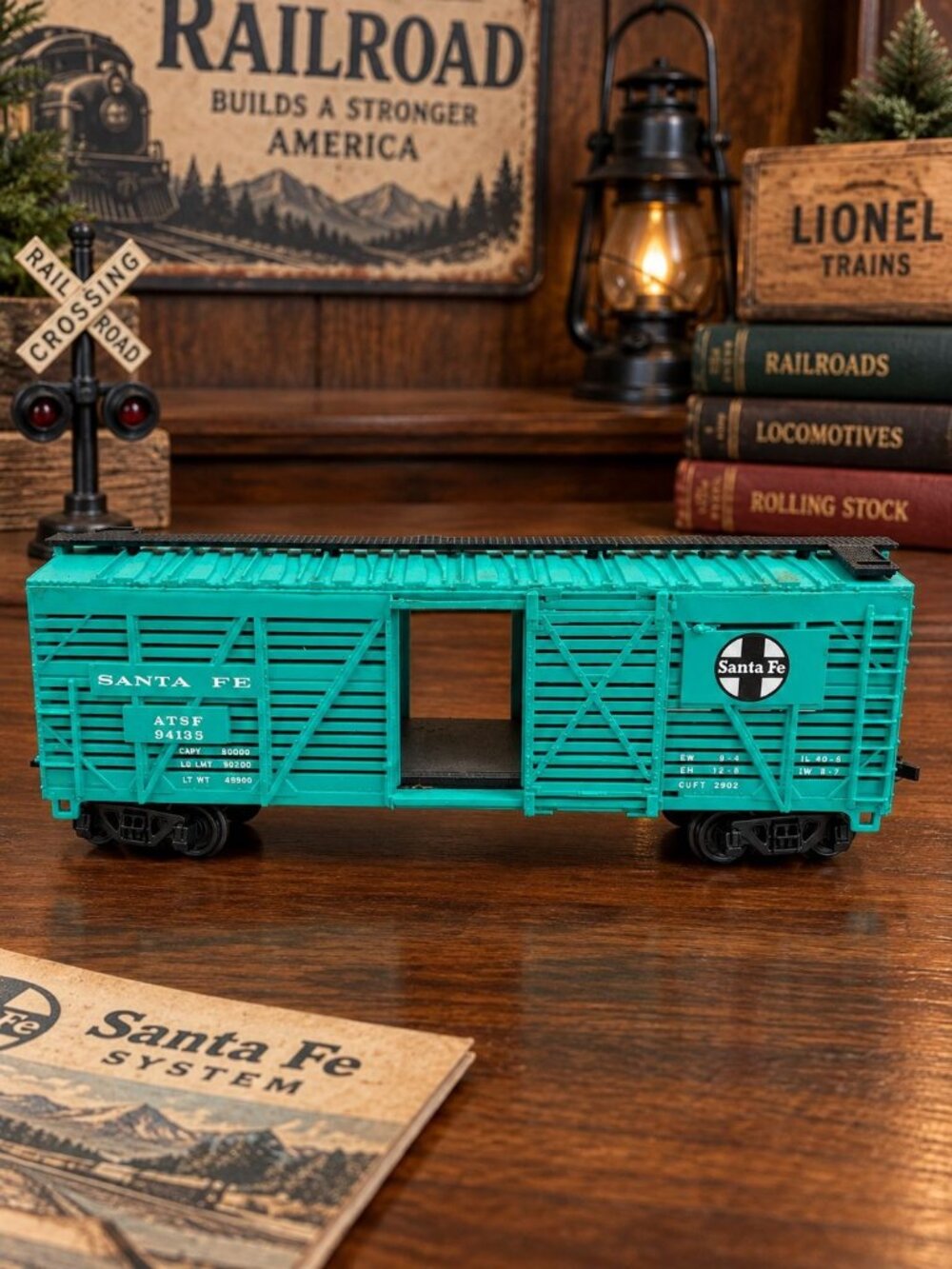 Bachmann HO Scale Electric Model Train Santa Fe Boxcar ATSF 94135 Blue Teal 6"